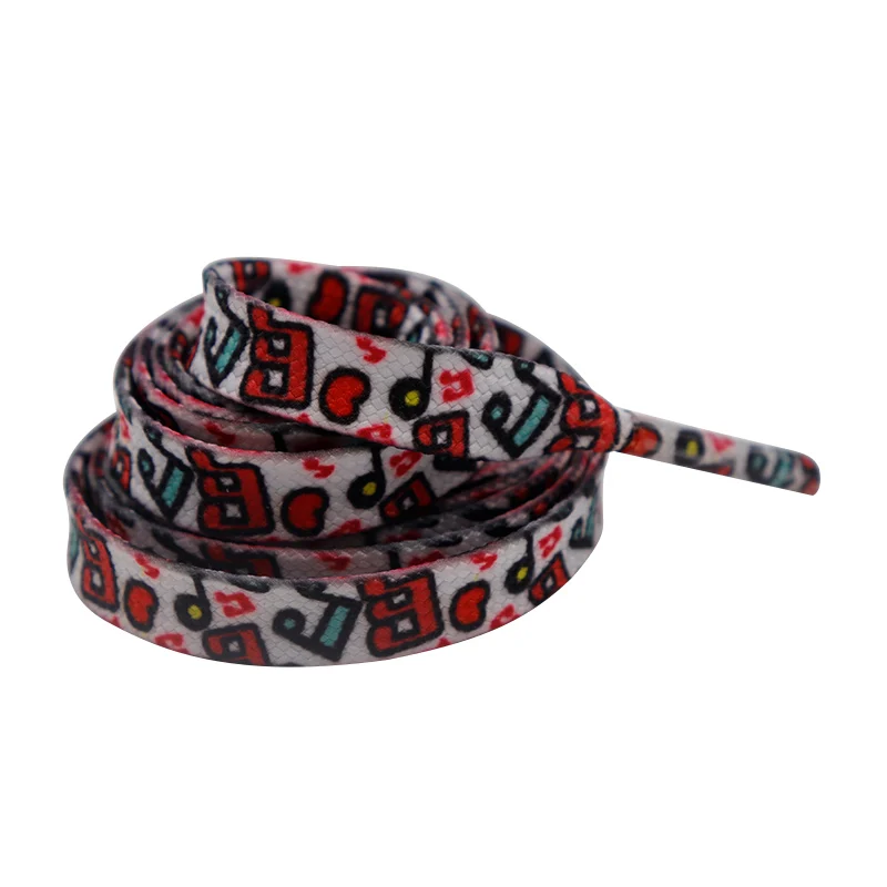 Coolstring Official Wholesale 7MM Heat Transfer Submation Shoelaces Musical Note Pattern Printed Flatlace Unisex Shoe Accessory