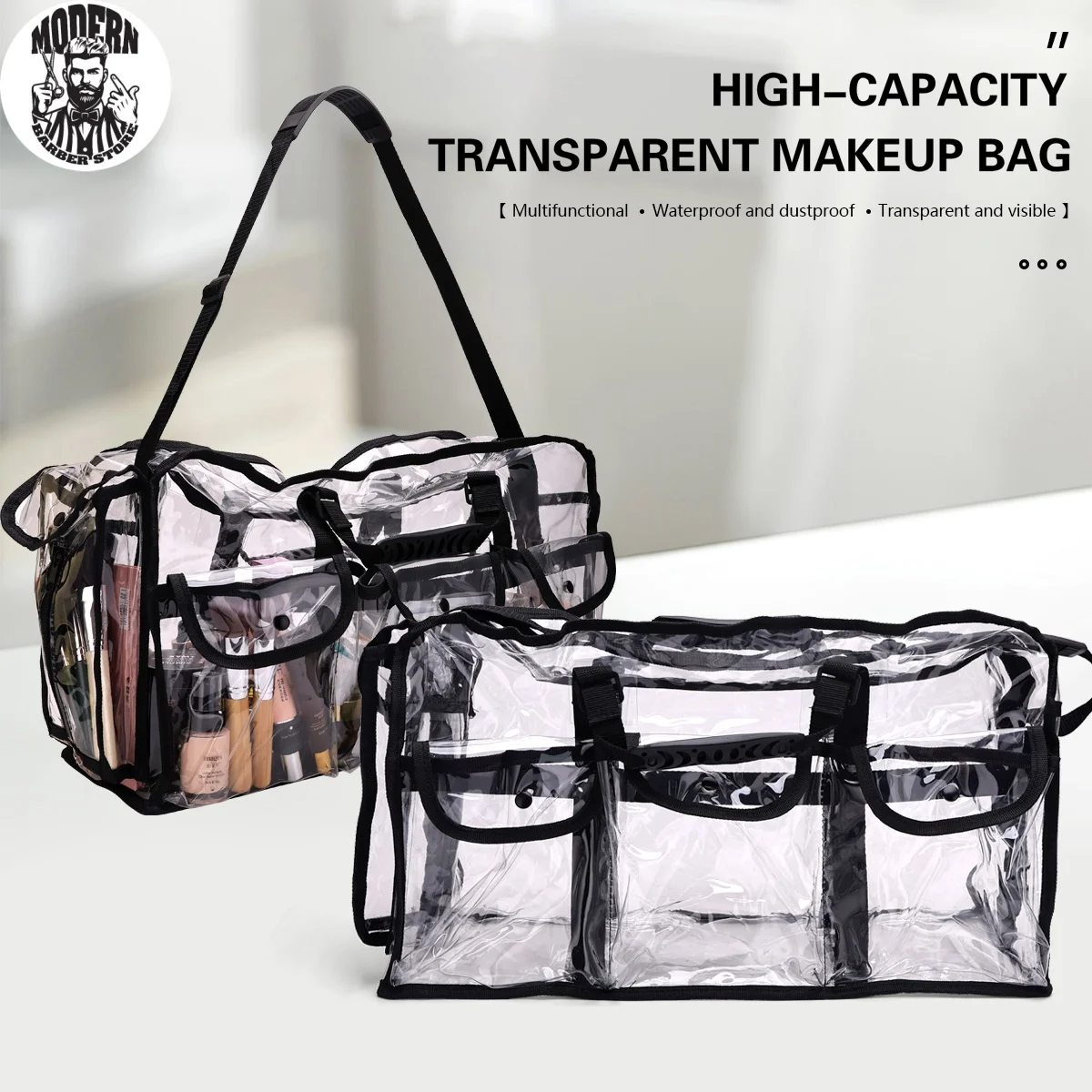 Transparent Travel Makeup Bag Women's Cosmetic Bag Waterproof Large-Capacity Toiletries Skin Care Products Carry Pouch Beach Bag