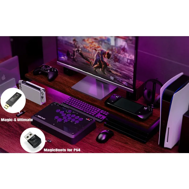Flat Hitbox Layout Arcade Fighting Stick, Multi‑Platform Game Controller Compatible with PS5 PS4 Xbox Switch2 PC Android