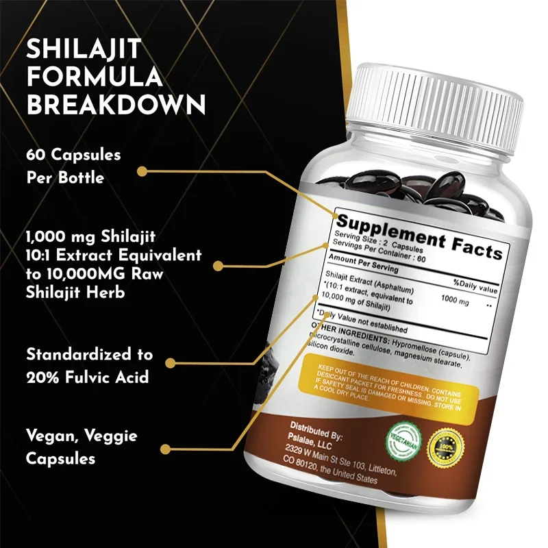 Shilajit - عالي الجودة في المعادن وحمض اللوفيتش - يدعم المناعة والعضلات والتحمل والطاقة