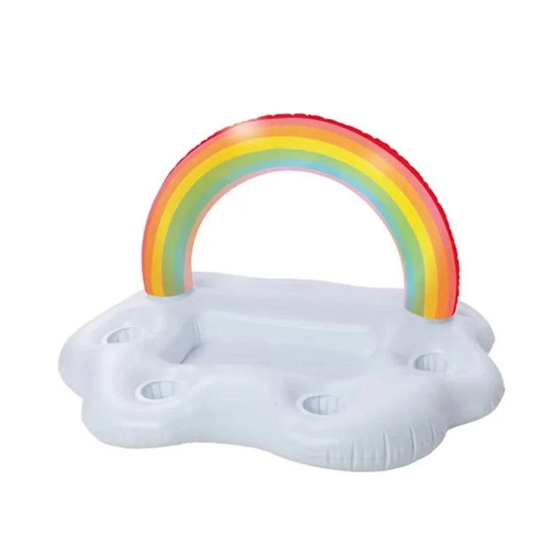 Inflatable pool floating beer dispenser table