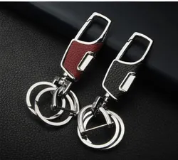 One Click Open Car Key Chain Pendant Double Ring Thickened Loss-proof Metal Simple and Fashionable Portable Men's Belt Key Chain