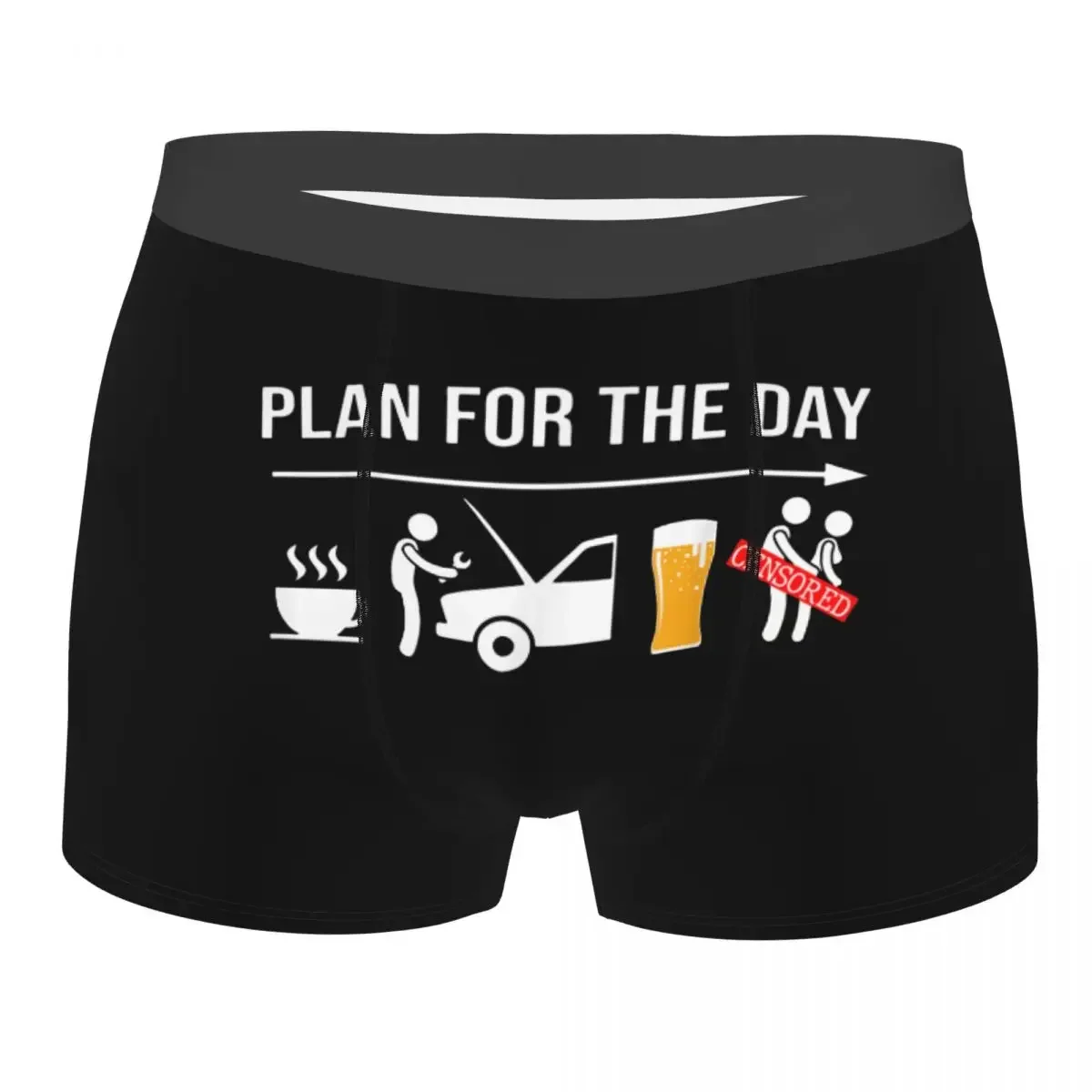 Man Plan For The Day Funny Coffee Wrench Beer Mechanic Underwear Boxer Briefs Shorts Panties Homme Breathable Underpants S-XXL