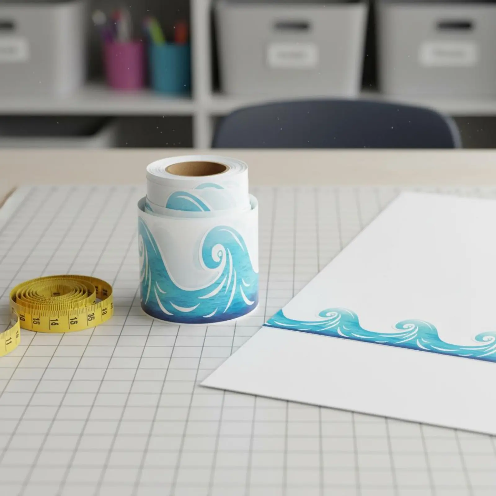 15 Oceanic Wave Sticker Border Long-Lasting Paper Wave Border Trim Classroom Decor Fade Resistant for Blackboard