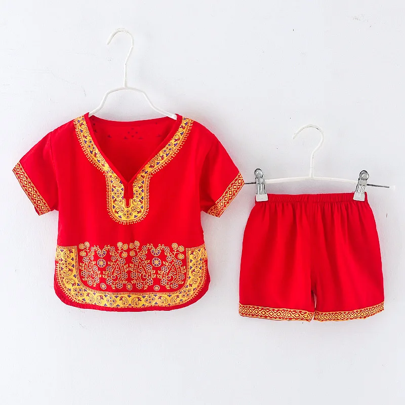 

Chinese Style Children Clothing Summer Short Sleeved T-shirt Children's Set Summer Trendy Ethnic Style