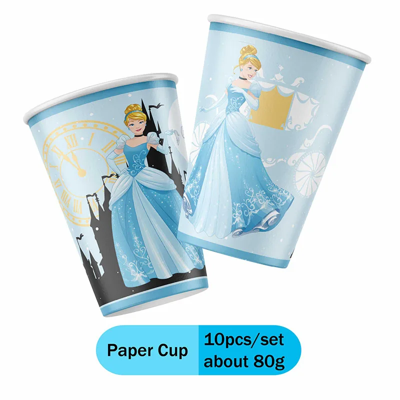 disney Cinderella DIY Birthday Party Disposable Decoration Tableware straw Balloon Labels Cake Decoration Baby Bath Supplies