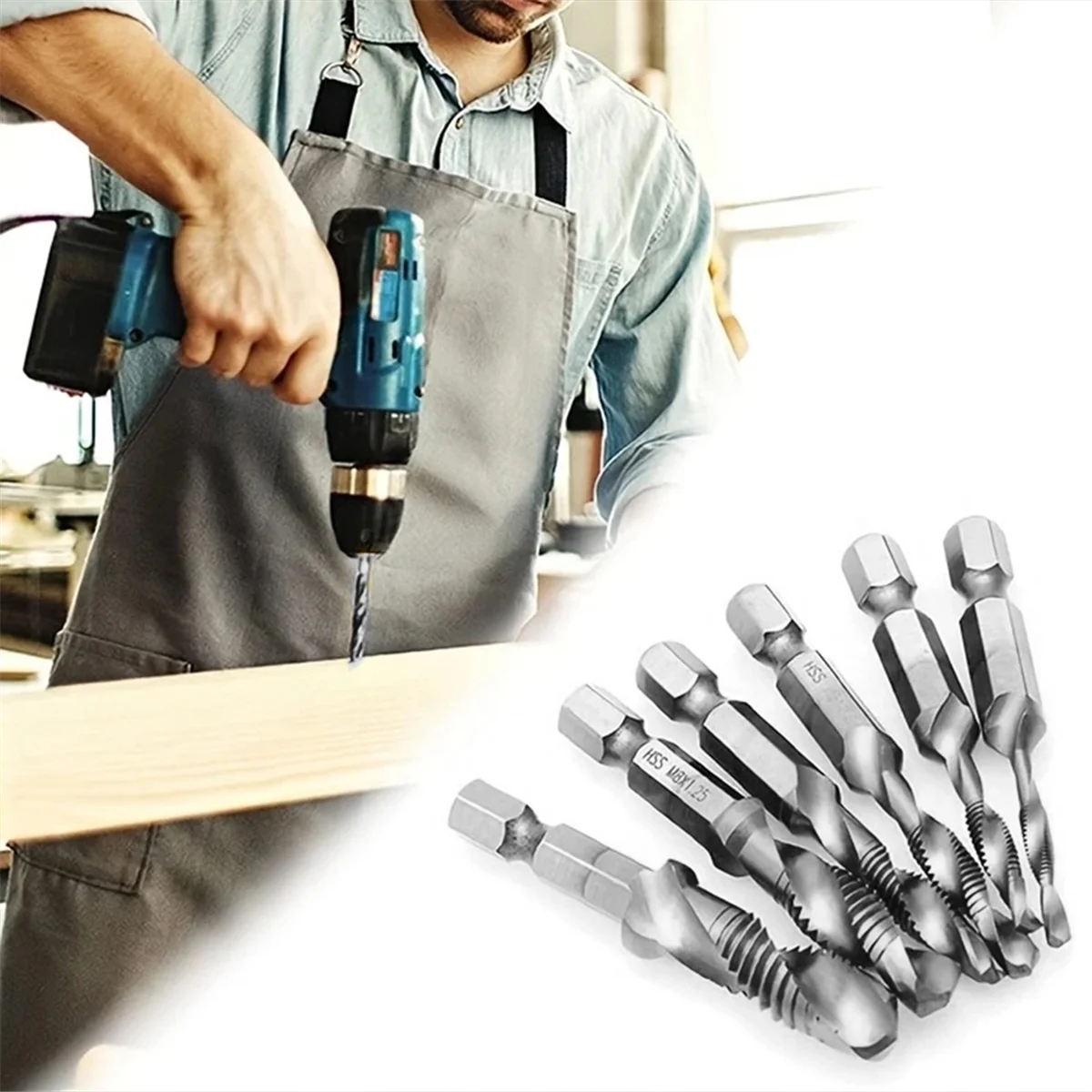 M6x1, 5mm Hoch geschwindigkeit stahl 1,0 titan beschichteter Verbund bohrer und Gewinde bohrer Integrierter Maschinen gewinde bohrer und Fasen werkzeug