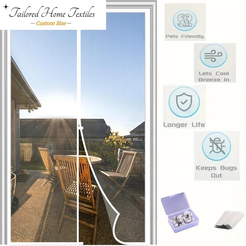 

Custom Size Magnetic Screen Door Retractable Mesh Door Pet Mesh Terrace Enclosed Mosquito Net Curtains Heavy Duty Kid Friendly