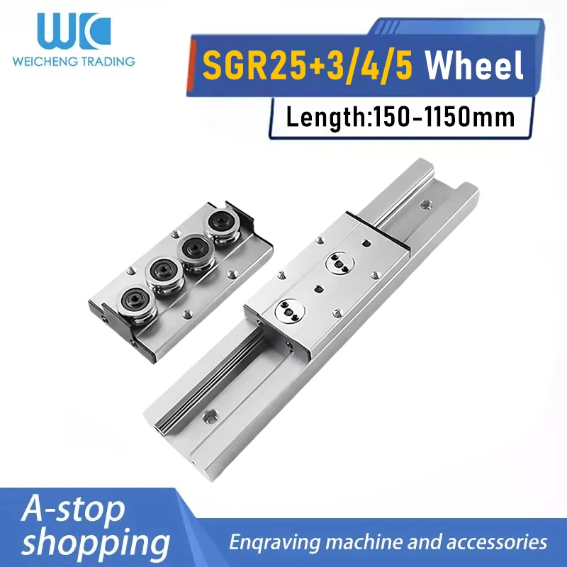 1/2PC SGR25 Dual Shaft Linear Guide Kit 1/2/4PC SGB25-3 SGB25-4 SGB25-5 Sliding Block 150-1150MM CNC Industrial Motion Parts