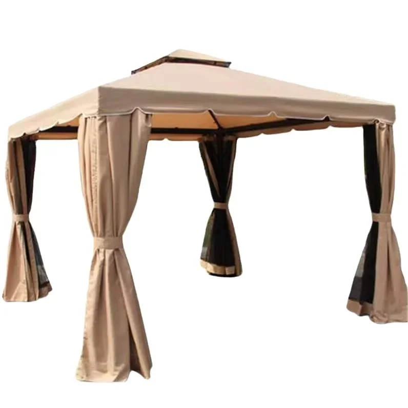 Garden Shade Outdoor Gazebo Wind Resistance Rainproof Canopy Tent Roman Gazebos 3x3m With Net