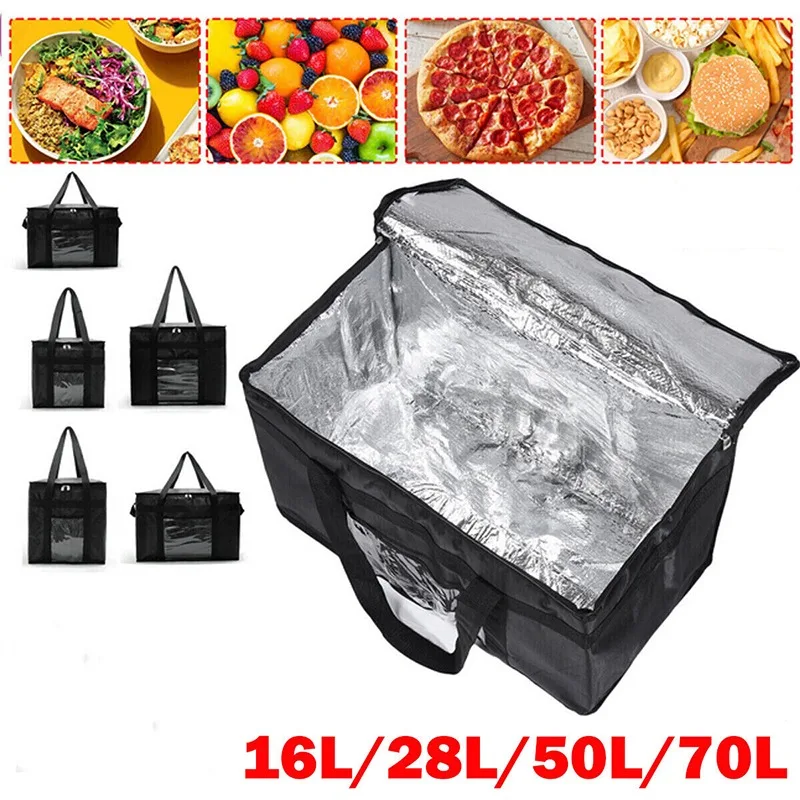 Isolierte Thermo-Kühltasche, Getränkeaufbewahrung, große gekühlte Taschen, coole Lunch-Lebensmittel, Lunchbox, Reißverschluss, Picknick, Zinnfolie, Lebensmitteltasche