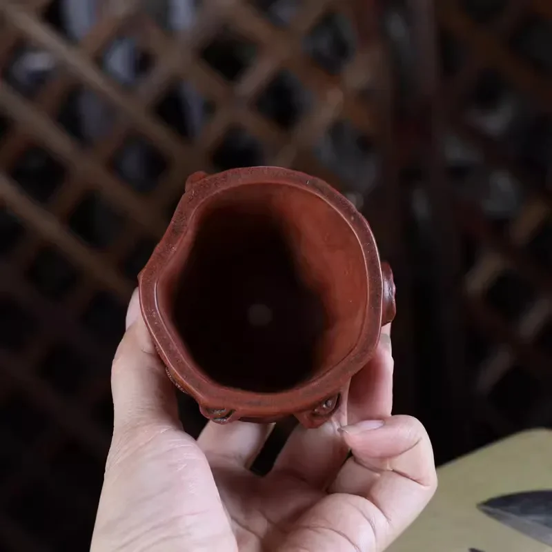 yesPodocarpus Shape Decoration Small Bonsai Pot, Traditional Chinese Pine Wood Carved Garden