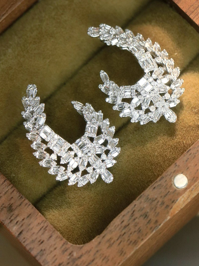 LUOWEND 100% 18K أقراط من الذهب الأبيض تصميم فاخر 1.0 قيراط أقراط الماس الطبيعي الحقيقي للنساء مجوهرات الحفلات العالية #3