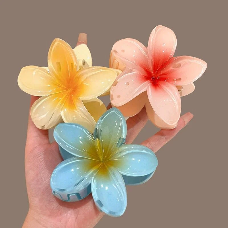 Fashion Beach Vacation Egg Flower Hair Clips Hair Claw Gradient Flower Hair Accessories Beach Style Hairpins Bohemia Flower 8CM