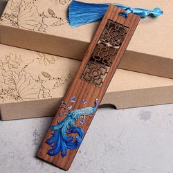 Vintage Wooden Painted Bookmarks Peacock Hollowed Out Bookmarks Reading Books Pagination Marks Teacher Stationery Supplies Gifts