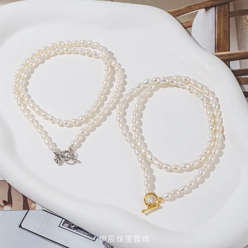 

Natural Freshwater Pearl Necklace Women With Beads And Small Rice Grains