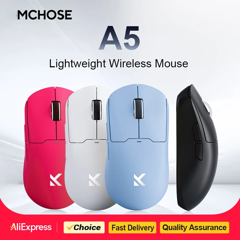 MCHOSE A5 Wireless E-sports Gaming Mouse Bluetooth Rechargeable PAW3395 Lightweight Ergonomic 2.4G Mouse Pro MAX Available