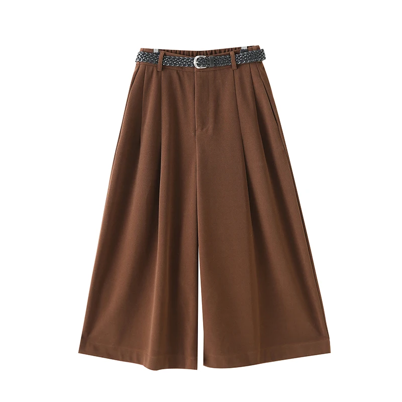 Ele الصوفية تسعة قطع السراويل النسائية الخريف الشتاء جديد Sle الرجعية المال الرياح الإفراط في الركبة التمهيد السراويل ضئيلة واسعة الساق السراويل المتوسطة