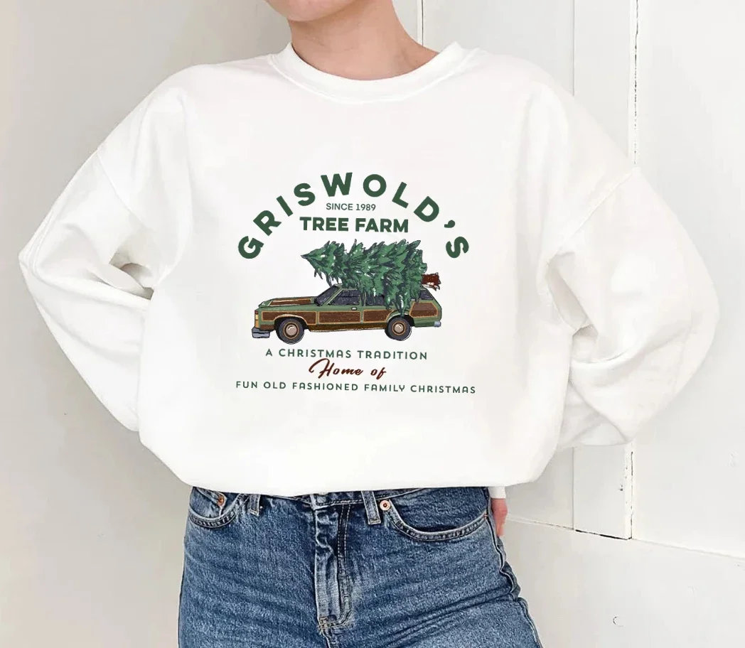 Christmas Sweatshirts Griswold\'s tree farm Sweats  Fun Old Fashioned Family Christmas Pullovers Women Casual cotton vintage Top