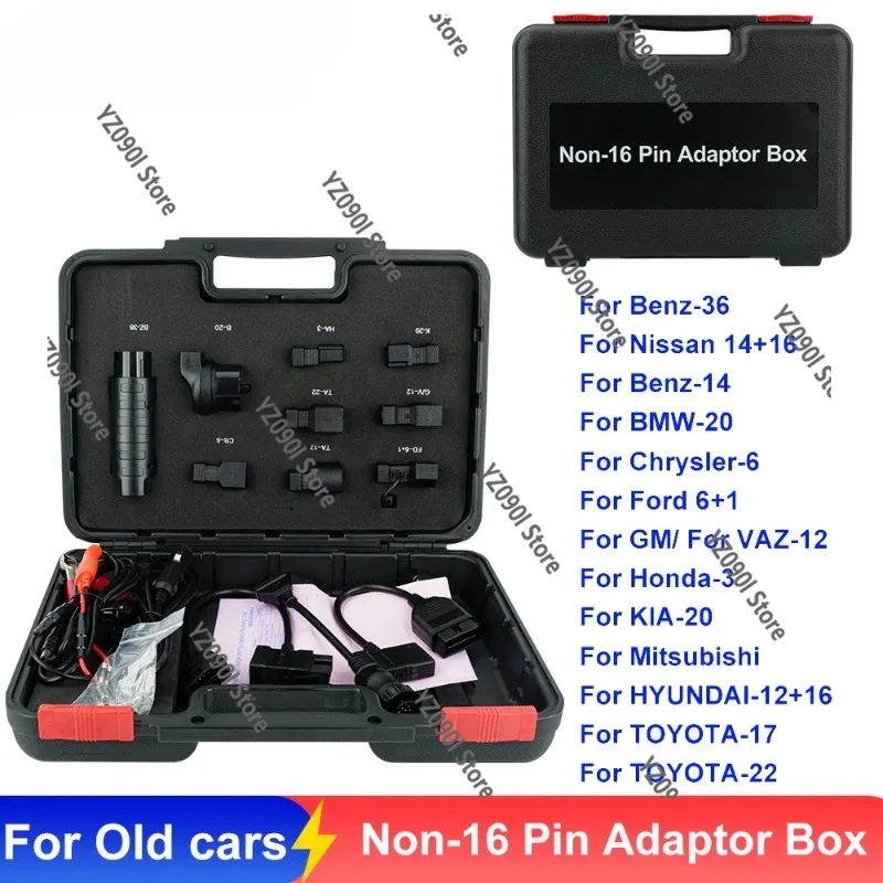 Non-16 Pin Adaptor Box, OBD1 Connector Compatible with CRP919E BT, PRO ELITE, PRO V5.0, PAD V ELITE, PRO3S+ ELITE