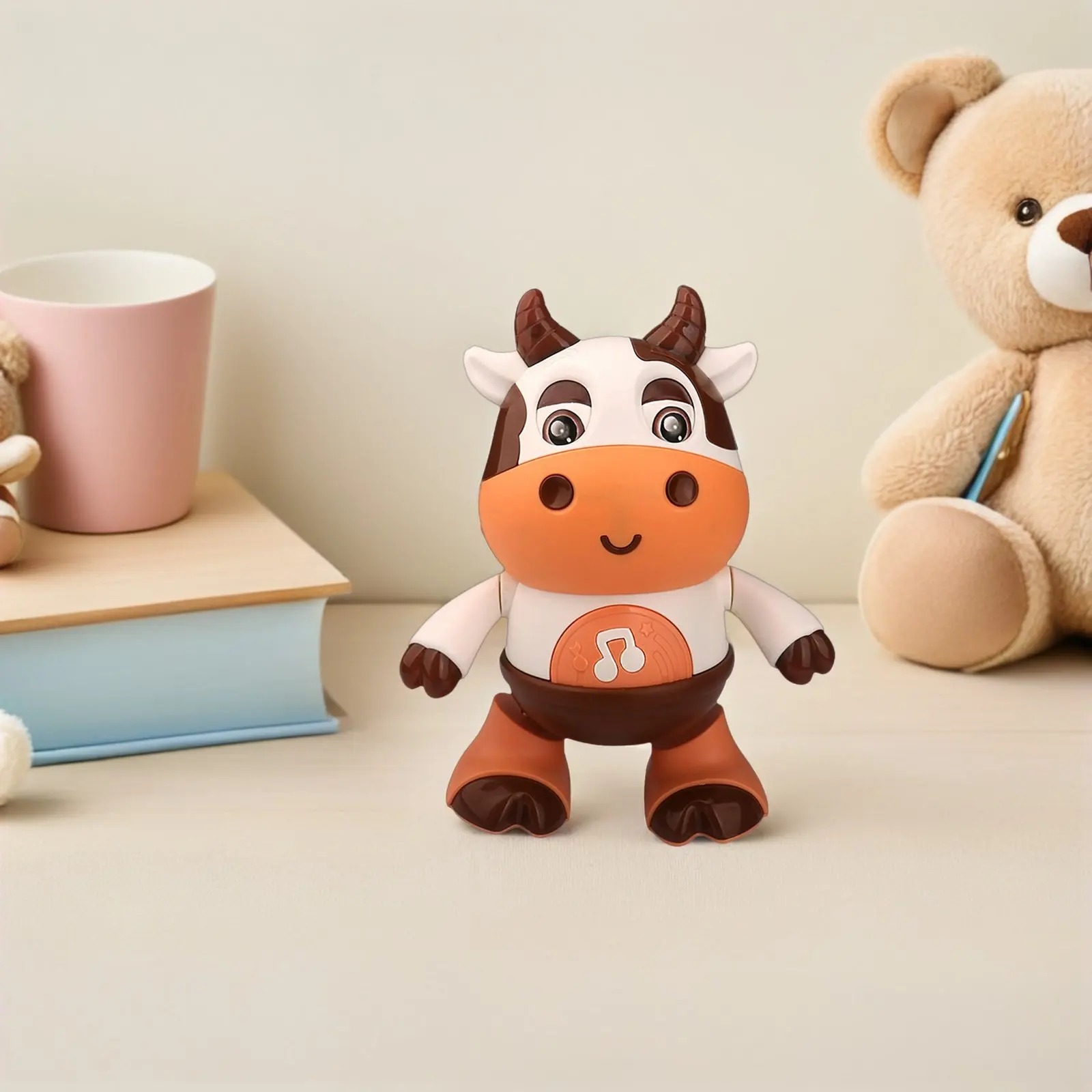 Muzikaal licht Koe Kinderen Kruipen Leren Elektrisch kalf Speelgoed Schommeldier Grappig geluid Verlicht Vroeg leren Voor