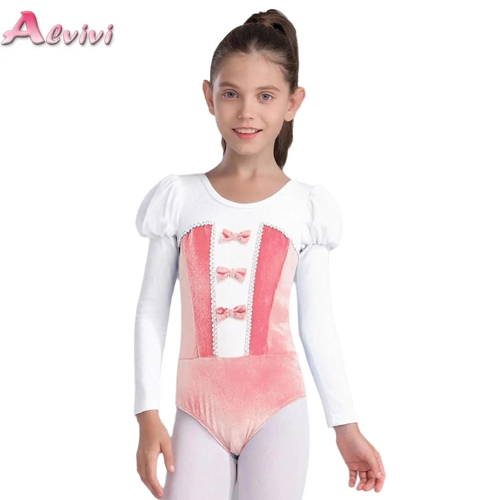 

Girls Ballet Leotard Kids Puff Long Sleeve Dance Bodysuit Dancewear Gymnastic Training Toddler Ballerina Outfits Stage Costume
