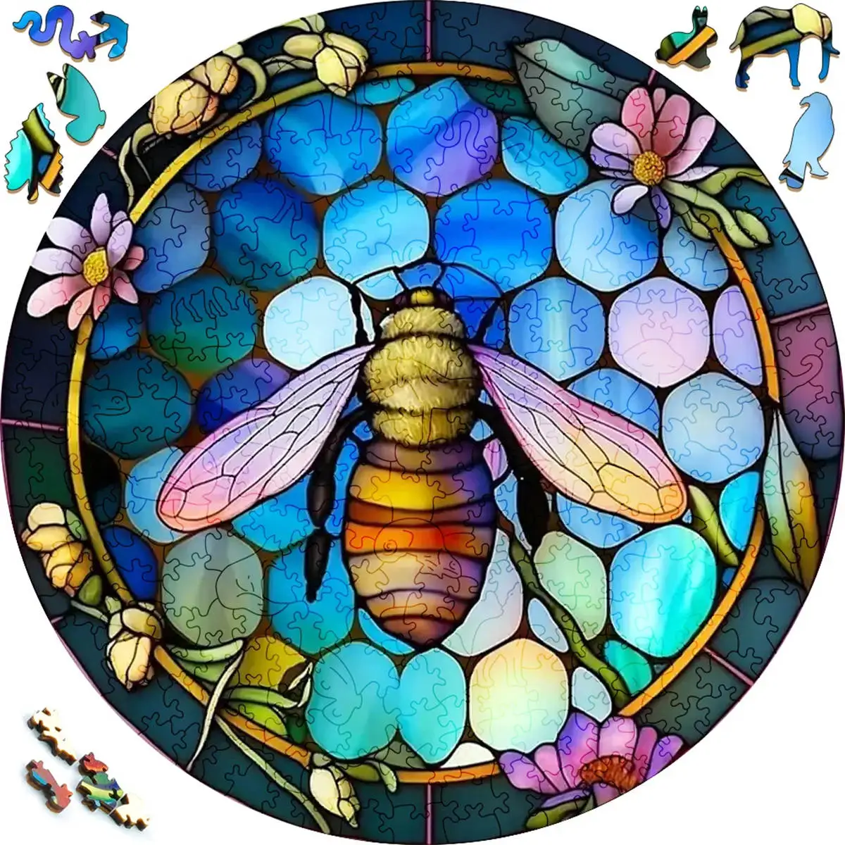 Adorável abelhas de madeira animal quebra-cabeça para crianças adultas cérebro twister adorável cavalo quebra-cabeça brinquedos descomprimidos presentes do feriado