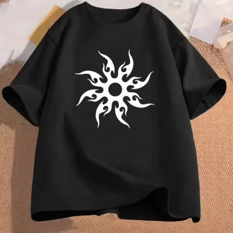 Best-selling Popular Fashion Summer Trend Casual Short-sleeved Printed Revealing-shoulder Men's Pure Cotton Short-sleeve T-shirt