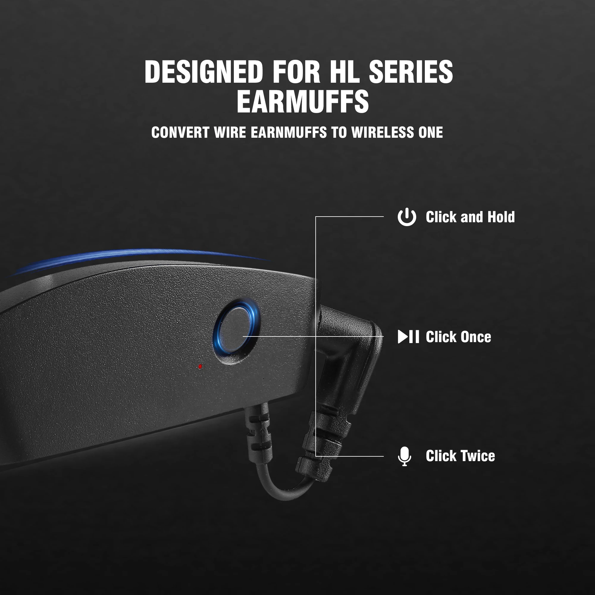 HL Bluetooth Adapter Design for W series electronic shooting earmuffs Convert wire earmuff to wireless one