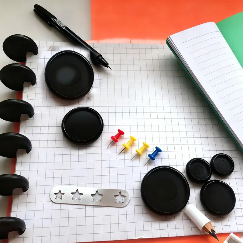 24pcs Notebook Black T Mushroom Hole Button Loose-leaf Coil Notebook Plastic Accessories Disc Arc A4 A5 Binder Office Supplies