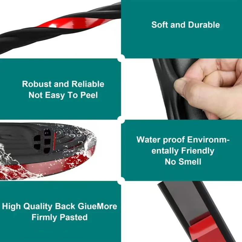 5/10/20M Double Layer Car Door Seal Strip Rubber Self Adhesive Sealing Strip Noise Insulation Waterproof for Car Door Hood Trunk