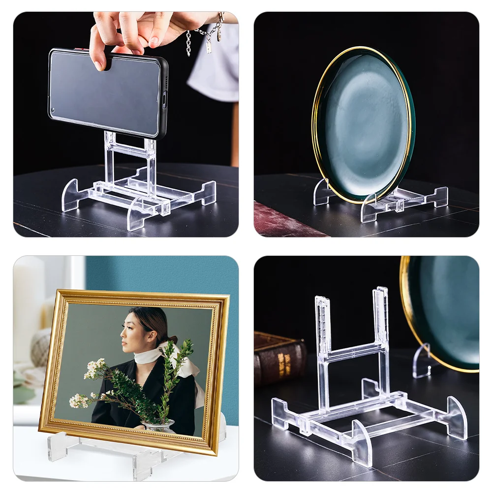 

10Pcs Plastic Small Easel Display Stand Clear Plate Holder Rack for Artwork Photo Card Display Plastic Easels Small Plate Stand