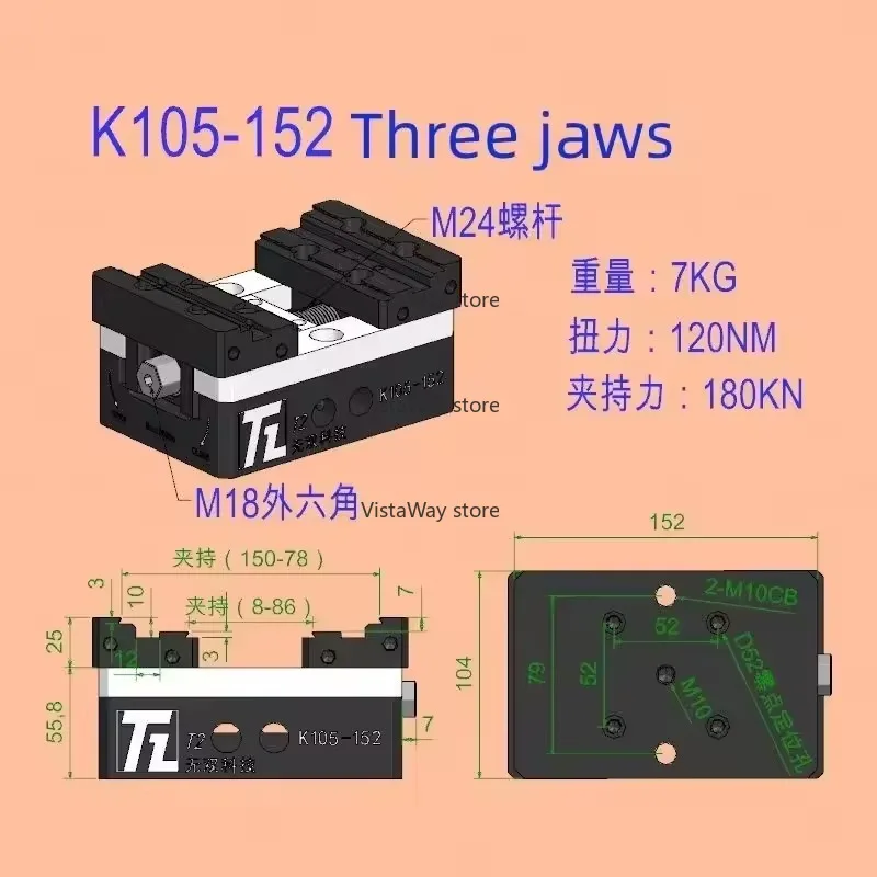 الدقة الذاتي توسيط ملزمة المشبك 8-150 مللي متر أدوات الآلات نائب WS-K105-152 CNC الصناعية بالقطع الملزمة