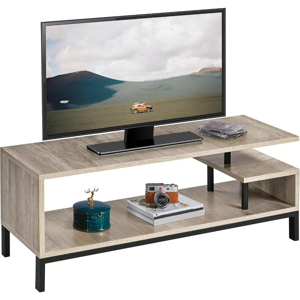 

Industrial TV Stand for TVs up to 50 Inch, Center Gray TV Table for Media Console Table with Storage Shelf