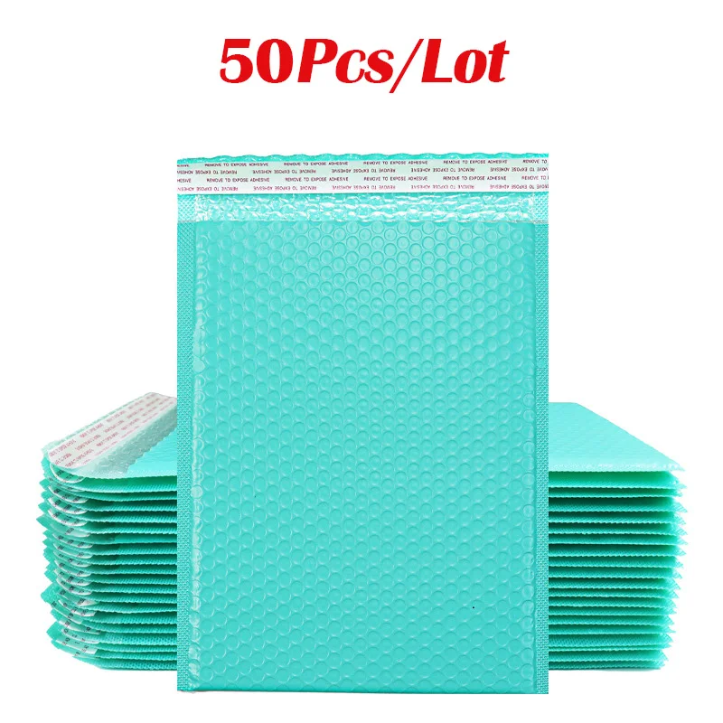 

50Pcs Light Blue Bubble Mailers Poly Foam Mailing Envelopes Shipping Bags for Gift Packaging Self Seal Waterproof Storage Bags