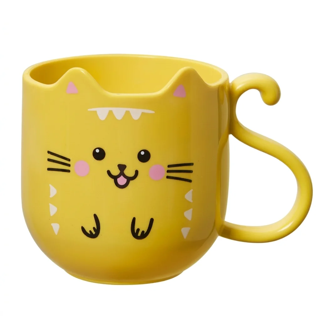 Kids Cat Pattern Mouthwash Cup Cute Cartoon Tooth Brushing Cup Unbreakable Plastic Household Bathroom Wash Cup