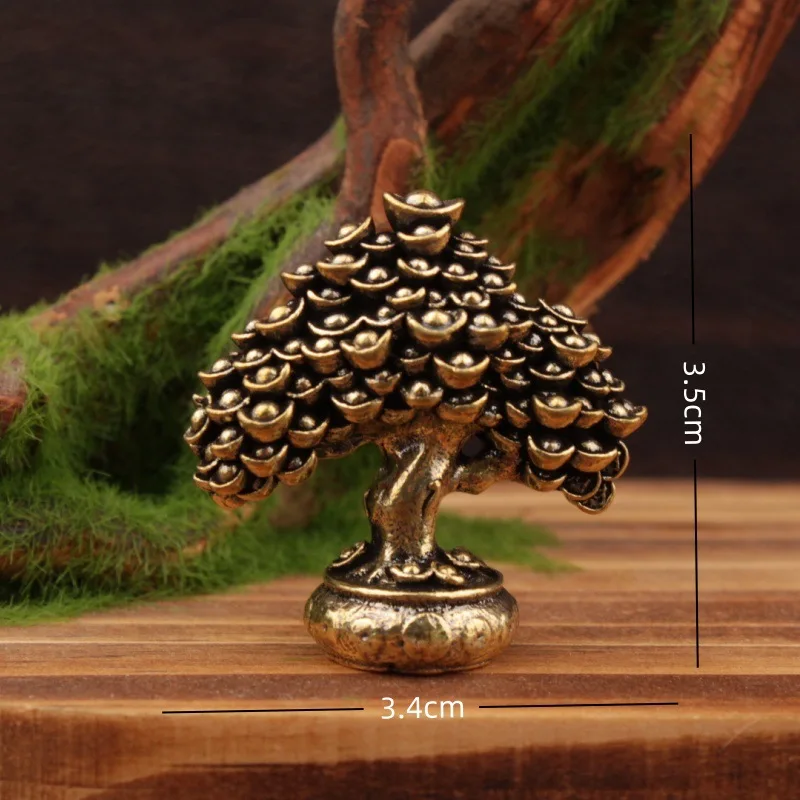 Copper Wealth Tree Figure Home Decor  Statue Prosperity Ornament Chinese Creative Craftwork Brass Ornament Small Brassware