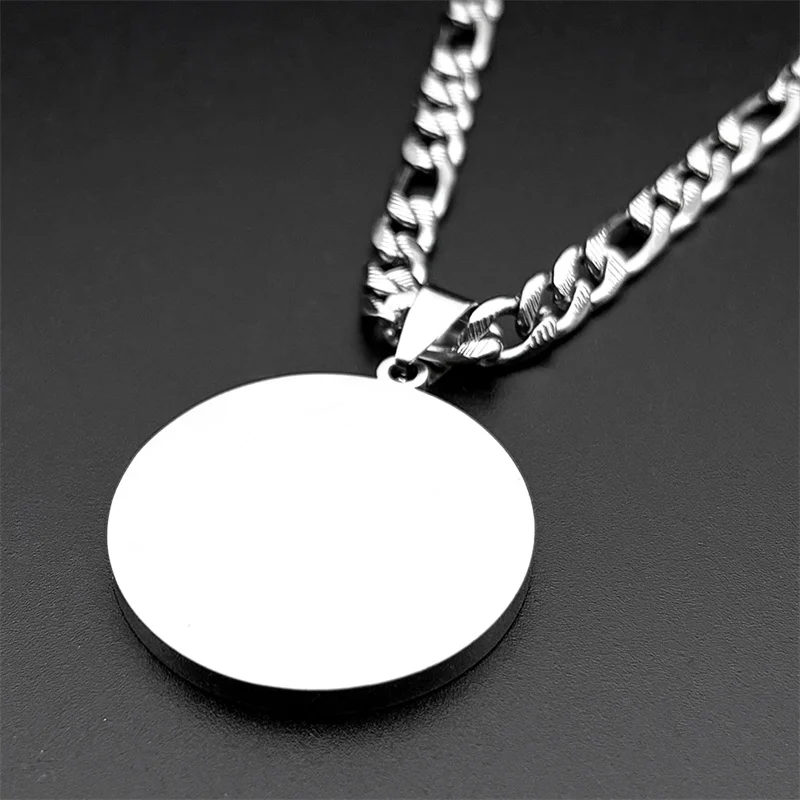 قلادة ميدالية مستديرة للأطفال من سانت كريستوفر للنساء والرجال من الفولاذ المقاوم للصدأ باللون الذهبي سلسلة مجوهرات هيب هوب المسيحية #2