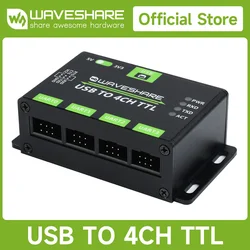 Waveshare Industrial USB TO 4CH TTL Converter, USB To UART, Multi Protection & Systems Support, Stable Transmission