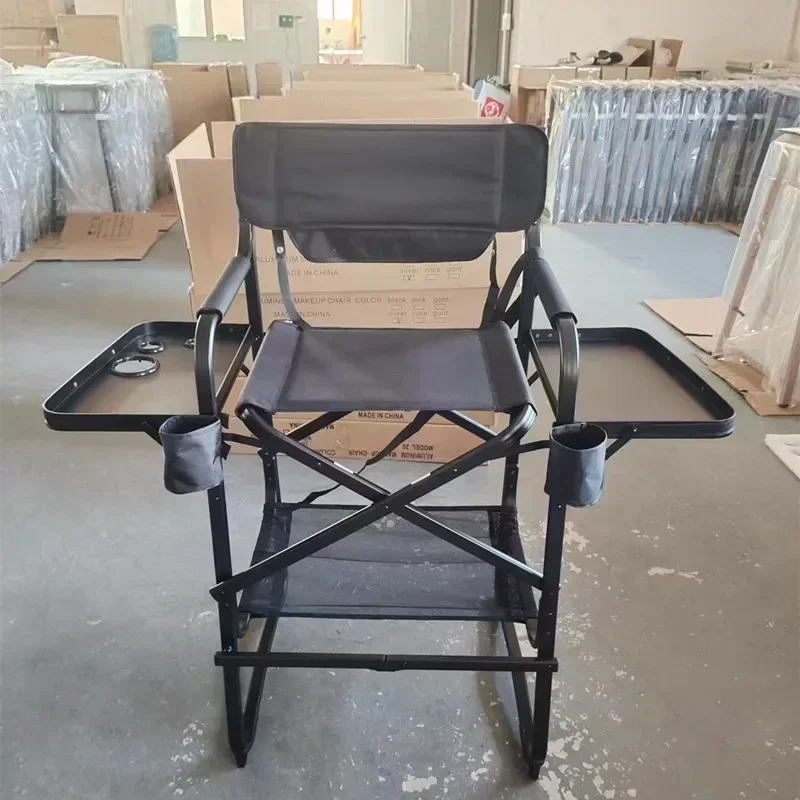 Outdoor Camping Aluminum Alloy Folding Chair Tall Black Makeup Director Chair Portable Outdoor Furniture Recliner Chair