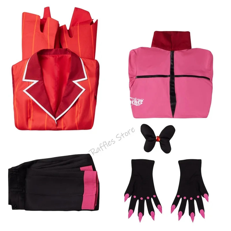 Anime Hazbin Helluva Alastor Cosplay Costume pour hommes et femmes, perruque d'hôtel, uniforme de fête, tenue d'Halloween trempée, uniformes, manteau, dessin animé