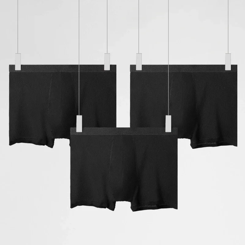 3PCS Men's pure cotton underwear - loose-fitting all-cotton four-cornered breathable large-sized comfortable summer thin men's