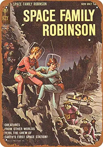 

Металлический знак ФДВА - Космическая семья, комикс Робинзона - Винтажный настенный декор, домашний декор
