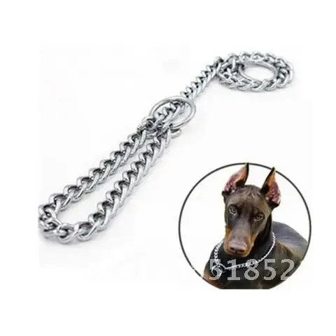 

Metal Adjustable Stainless Steel Chain Dog Collar Double Row Chrome Plated Choke Training Show Collar Safety Control 1PC