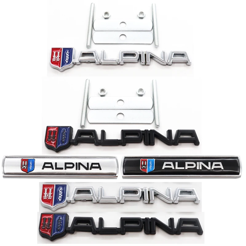 1 stücke 3D ALPINA metall Auto Kotflügel seite logo grill Hinten Stoßstange schwanz tür stamm aufkleber auto hinten Emblem aufkleber styling Zubehör