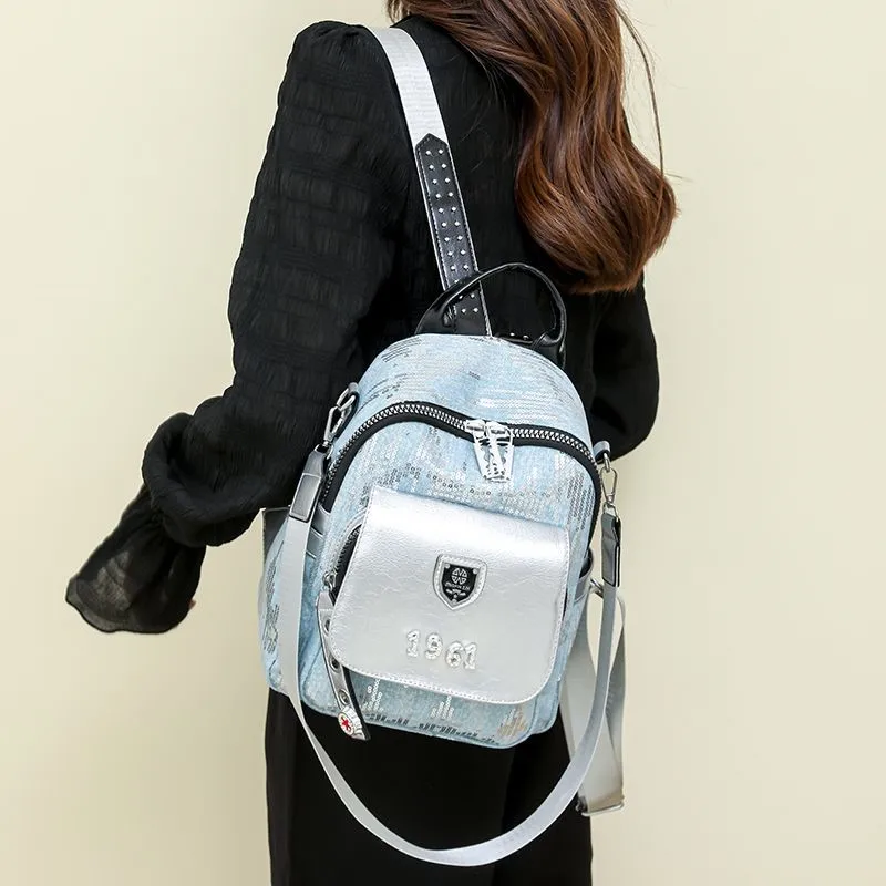 Harajuku Brief Pailletten Rucksack Frauen Mode Patchwork Große Kapazität Daypack Damen Hot Girl Y2k Ästhetischen Mochilas Mujer Neue