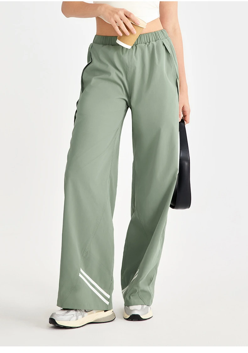 

Mujeres De Ocio Relajadas Y Delgadas, Cintura Alta Y Rayas Laterales, Tubo Recto Y Pantalones Deportivos De Piernas Anchas