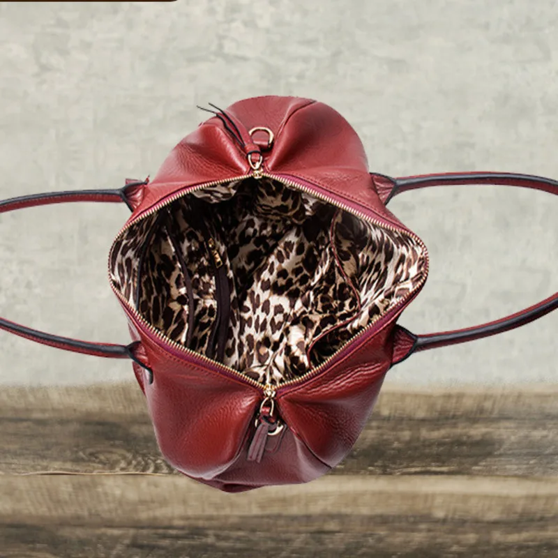 Top Layer Cowhide Casual Genuine Leather Handbag Fashionable Trend Top Layer Cowhide Women's Single Shoulder Diagonal Cross Bags