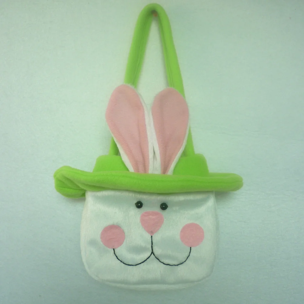 

Candy Storage Bag Green Hat Rabbit Design Easter Party Gift Pouch For Kids Sweet Treats Portable Small Item Organizer
