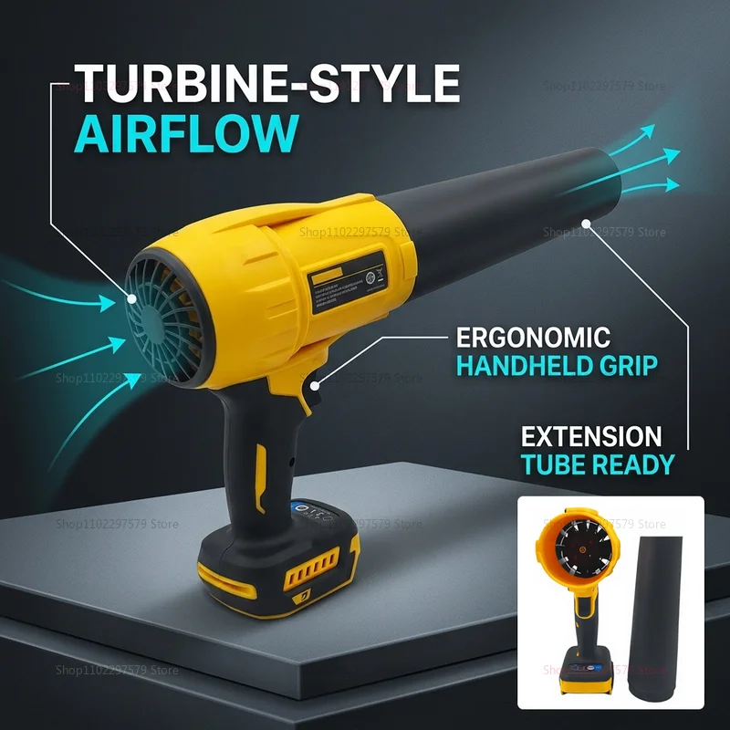 Cordless Electric Air Blower Turbo Jet Fan Handheld Dust Blowing Tool 20V Battery Portable Lightweight Garage Cleaning Tool